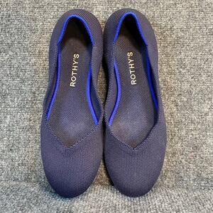 Rothys The Flat Maritime Blue Round Toe Ballet Flat Shoes Women's Size 8.5